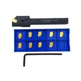 GBJ Grooving Slotting Tool Cut Off Lathe Turning Tool Holder 3/8 inch Shank ZQ1010R-2, Grooving Cut-Off Tool with 10 pcsSP200 Carbide Turning Inserts Grooving Parting Blade