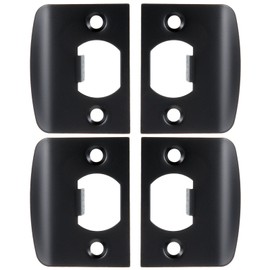DOITOOL Full Lip Round Corner Deadbolt Strike Plate, 4 Pack Door Strike Plate Black Deadbolt Strike Plate Stainless Steel Deadbolt Covers Door Reinforcement Kit