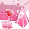 HOWAF 3pcs Valentine's Day Tablecloth, Valentines Disposable Plastic Table Cover