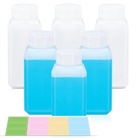 Tight Seal Plastic Bottles with Caps, Laboratory Reagent Bottles, Reusable Tablet Storage Containers, Made of HDPE, Suitable for Laboratory, School and Home (Transparent, 100 ml)