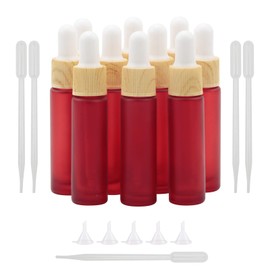Ellbest 10ml Essential Oil Glass Bottle 10pcs Colorful With Eye Dropper for Travel, Carrying Outside (Matte Red)