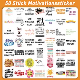 Pack of 50 Motivational Stickers, Positive Affirmations, Inspirational Motivation Sayings Stickers, Waterproof Vinyl Stickers, Motivation for Laptop, Water Bottles, Scrapbooking, Folders
