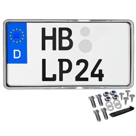 License Plate Holder 240 x 130 Chrome Look Light Motorcycle License Plate Holder Tractor 240 x 130 Number Plate Holder Number Plate Amplifier Trailer Number Plate Holder with Mounting Material