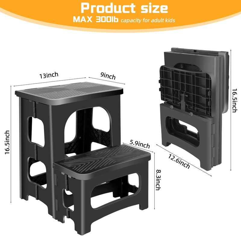 Folding 2 Step Stool for Kids Adults,Collapsible Rv Step Stool