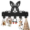 MAYJOYDIY Easter Rabbit Key Hangers for Wall Grass Bunny Wood