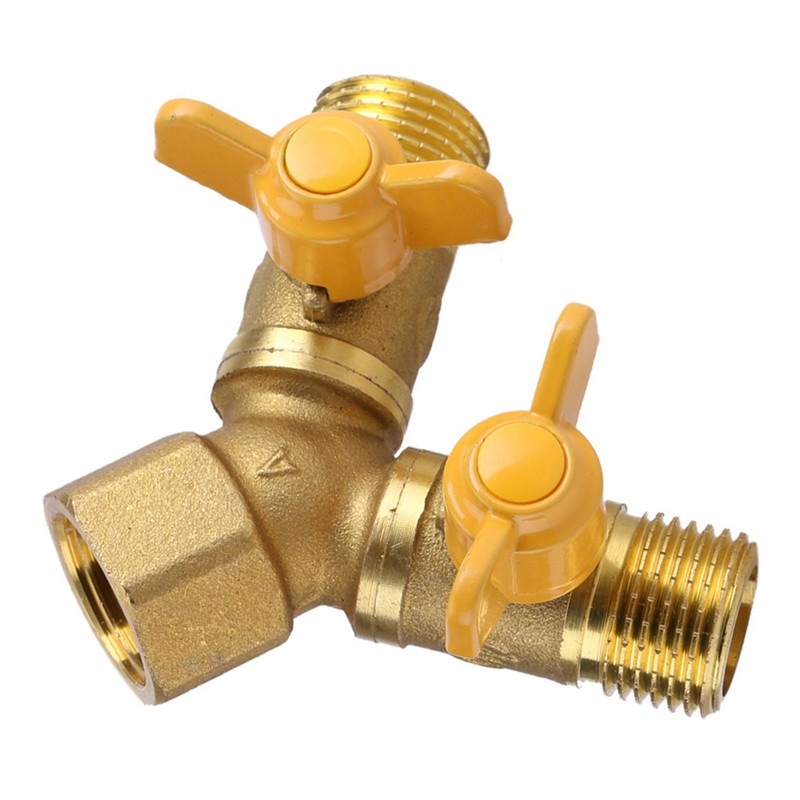 G1/2 Brass Garden Irrigation 2 Way Double Tap Hose Adapter