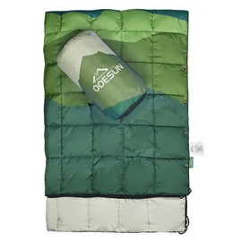 ODESUN Puffy Camping Blanket, Waterproof & Tear-Resistant, Fluffy & Warm, Lightweight, Perfect for Backpacking, Hiking, Camping, 78" x 55" Green Colorful Print
