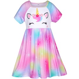 ICOSY Girls Nightgowns Unicorn Dress Pajamas for Kids Toddler Princess Nightgown Dress Unicorn Clothes for Girls