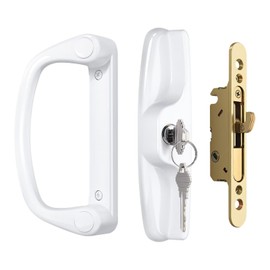 Knobonly Keyed Patio Sliding Door Handle Set, Replacement Slider Handle Set for Glass Door, Fit Standard 1’’ to 2’’ Thick Doors, 3-15/16’’ Hole Spacing, Reversible Design, with Mortise Lock