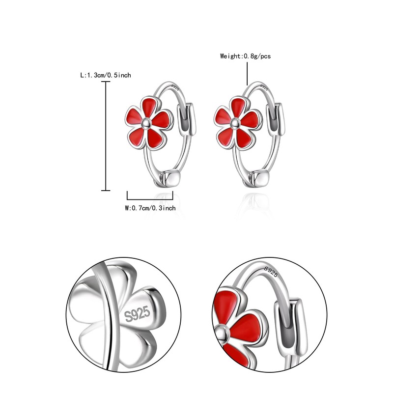 Cosol Silver Daisy Hoop Earrings for Women,925 Sterling Flower for