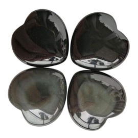 Loveliome 4 Pcs Natural Black Obsidian Love Heart Palm Stone Reiki Balancing Worry Stone(1 Inch)