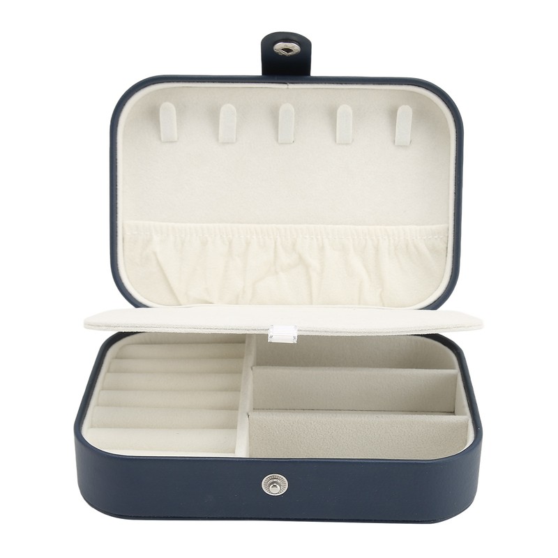 Portable Jewelry Box PU Leather Large Capacity 2 Layers Travel