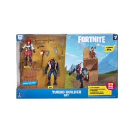 Fortnite Turbo Builder - Juego de 2 figuras, figuras de acción coleccionables de Fable y Dire de 10 cm, más 82 materiales de construcción, 2 armas, 3 herramientas de cosecha, colecciónalas todas