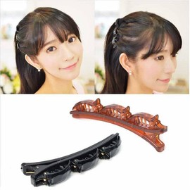 2Pcs Double Layers Twist Band Plait Hair Clips, Front Hair Clips Hairpin Fashion Braider Hair Tools Hair Styling Accessories for Women and Girls