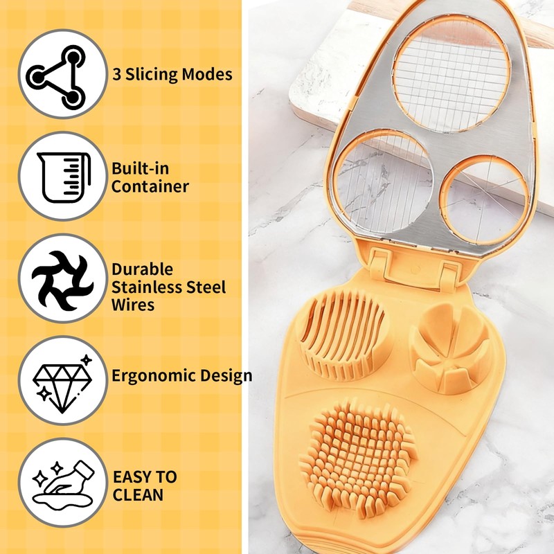 3 in 1 Egg Slicer for Hard Boiled Eggs with
