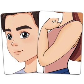 DELORIGIN 2pcs Face Painting Practice Board Reusable Makeup Practice Mannequin Face Body Painting Exercise Template Stage Arm Painting Tool Facial Painting Supplies for Beginner (Side Face boy, Arm)