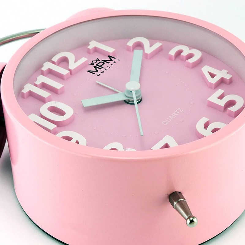 MPM Quality Design Metal Alarm Clock in Trendy Pastel Colours,