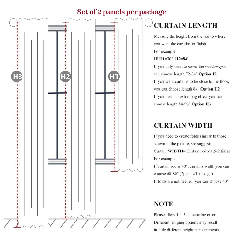 QJmydeco Black Out 96 Inch Long Boho Curtains 2 Panel