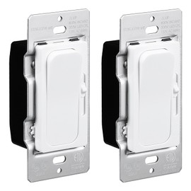 TORCHSTAR Dimmer Switch for Dimmable LED, Halogen and Incandescent Bulbs, 200W/Single-Pole or 3-Way, 120V Slide Dimmer Switch, ETL-Listed, Pack of 2