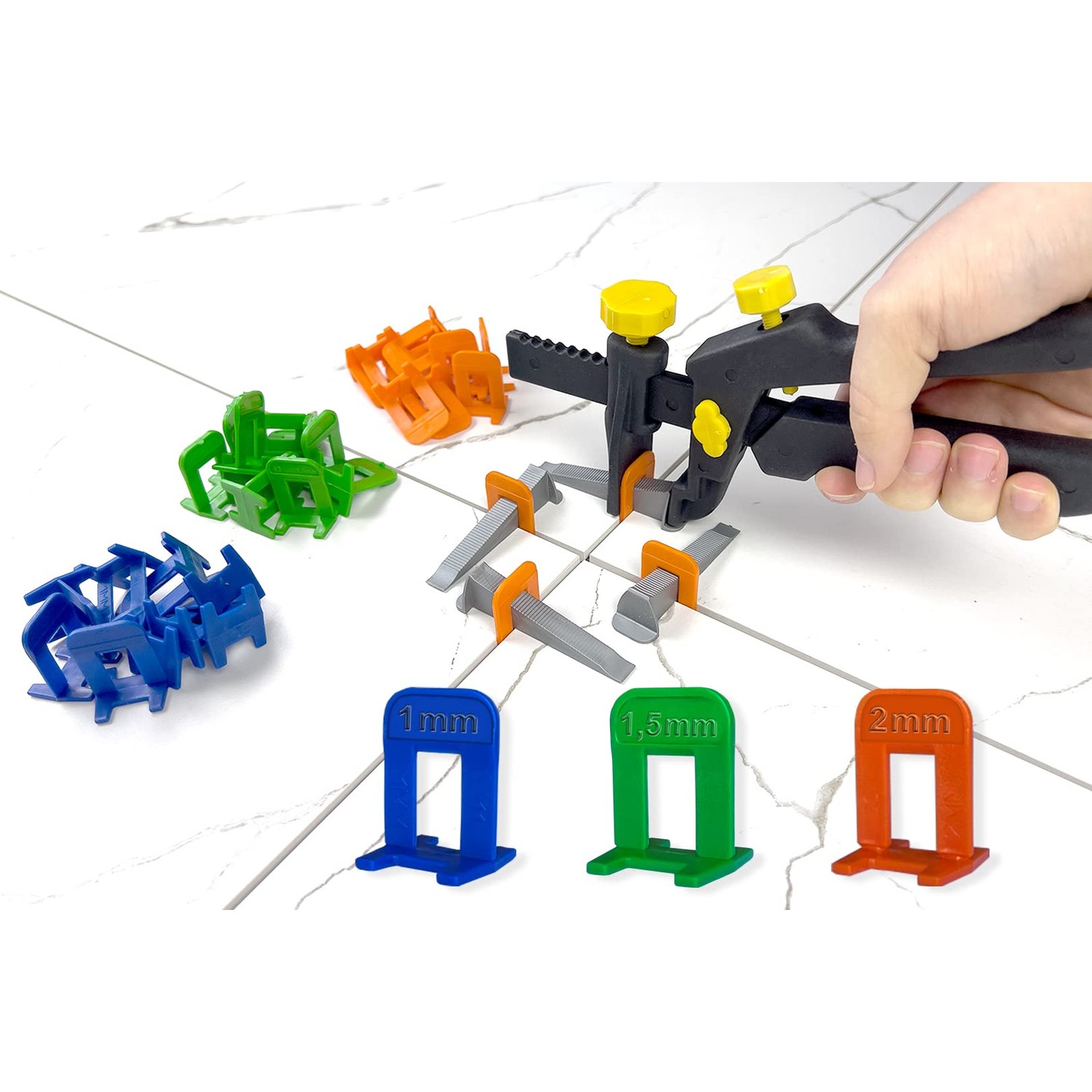HexPro Tile Levelling System 1 mm 1.5 mm 2 mm Tabs, Tile Thickness up ...