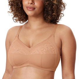 DELIMIRA Women's Mastectomy Bra After Breast Surgery Bra Without Underwire Cotton Full Cups for Large Breast, Hardly buff