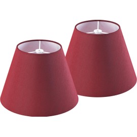 Red Lamp Shades Set of 2 Small-5" Top× 9”Bottom × 6.4”High Spider Drum Lampshade for Table Lamps Bedside Lamps,Moder Burgundy Lamp Shade Replacement，Natural Fabric Barrel Shade for Bedroom-By GO&SO