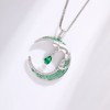 Cat Necklace Hanging Cat Necklace Green Silver Cat Necklace Womens