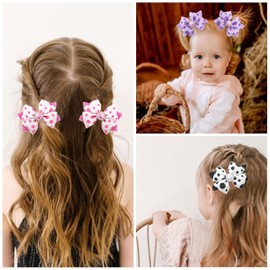 2Pcs Glitter Polka Dot Big Pearl Hair Bow Clips for Girls Toddlers Teens Kids Sequins Grosgrain Ribbon Bowknot Hair Barrettes Birthday Party Wedding Christmas Occasions (Pink)