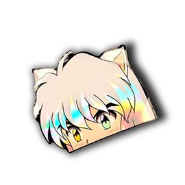 SUGOIISLAPS 4.5" Holographic Waterproof Demon Dog Half Human Sesshomaru Anime Peeker Stickers Weatherproof (Inuyasha)