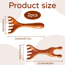 2pcs Five Touch Therapy Comb,Massage 6 Claws,Saludea Fivetouch Therapy,Sandalwood Multi-Functional Handheld Head Combs,Six-Claw Meridian Massage Comb for Scalp, Face, Neck, Shoulders (A+B)