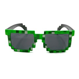 grinderPUNCH® 8-Bit Pixel Retro Novelty Gamer Geek Sunglasses Green