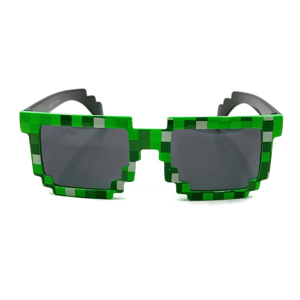 grinderPUNCH® 8-Bit Pixel Retro Novelty Gamer Geek Sunglasses Green