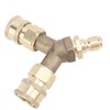 Pressure Washer Tee Splitter Coupler Brass Three Way Connector Quick