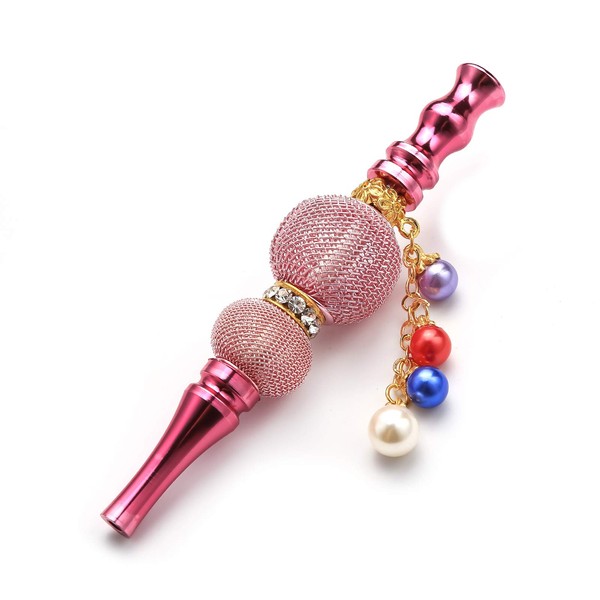 Shisha Hookah Accessories Metal Rhinestone Nozzle Diamond Pendant Hookah Tips Shisha Nargila Hose Interface Mouth Tips 1pc (Pink)