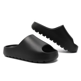 Uonesone Sliders Women Men Summer Cloud Sliders,Ultra-Soft Shower Bathroom Non-Slip Quick Drying Open Toe Super Soft Comfy Thick Sole slippers slides Indoor Outdoor(Black,10.5/11 UK)