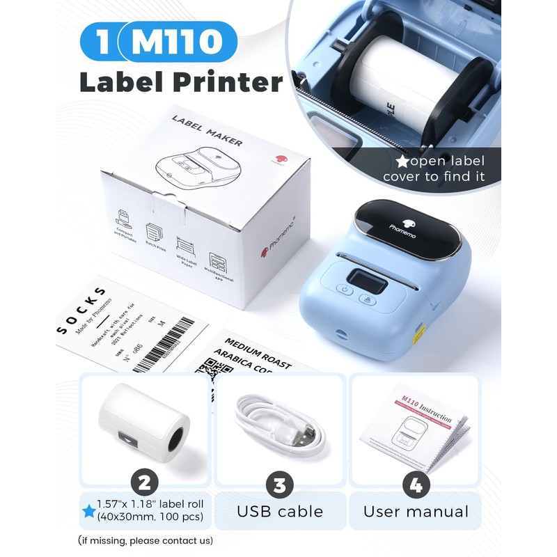 Phomemo Phomemo Label Printer - M110 Barcode Printer, Upgraded Bluetooth