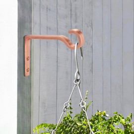 Monarch Abode Plant Hangers – Wall Mount Plant Hooks for Hanging Baskets, 6 Inch Metal Brushed Copper Fence Wall Plants Hanger for Outdoor Indoor, Flower Pot, Bird Feeder, Wind Chime Bracket, 2 Pack