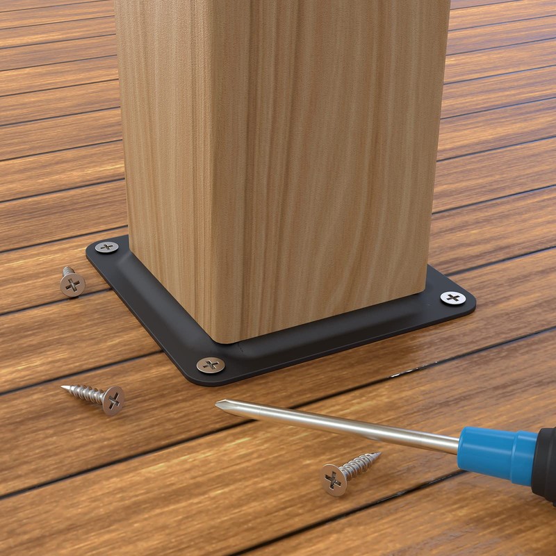 ForoGore 4" x 4" Wood Post Plate Connector, Powder-Coated Decking