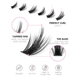 Jiocolor Manga Eyelash Clusters DIY Eyelash Extensions Fairy Clusters C Curl Spiky Anime Eyelashes Delicate Individual Lashes 8-16mm