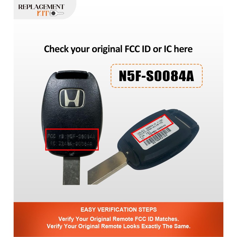 Extra-Partss Simple Remote Replacement Kit for Honda N5F-S0084A fits 2006