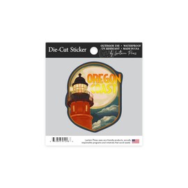 Die Cut Sticker Oregon Coast, Oregon, Lighthouse and Moon, Contour Vinyl Sticker 1 to 3 inches (Waterproof Decal for Cars, Water Bottles, Laptops, Coolers), Small