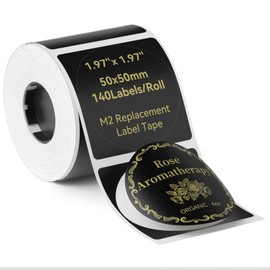 NIIMBOT Black Round Labels 50x50mm(1.97'' x 1.97''), for M2/M3 Label Maker, Suitable for Essential Oils Aromatherapy Bathroom Bakery Gift Labels, Waterproof Oilproof and Long Storage
