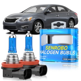 SENROBO Halogen Headlight Bulbs Fit for Nissan Altima 2007-2018, H9/H11/H8 High Beam Headlight Replacement Bulb, Super Bright 5000K White, Plug and Play, Pack of 2