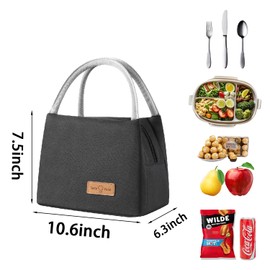 WUBAY Lunch Bags,Insulated Lunch Bag Lunch Bag Adults Cool Bag Lunch Box Lunch Bags for Women Men Reusable Insulated Leakproof Lunch Box Tote Bag for Work School Picnic Travel (#001 Black)