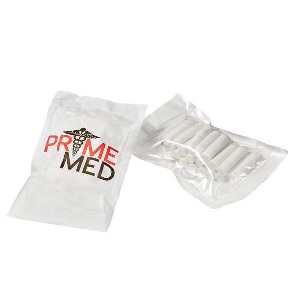 PrimeMed Cotton Nosebleed Plugs - Absorbent Blood Clotting Cotton Roll Pads (100 Pack)