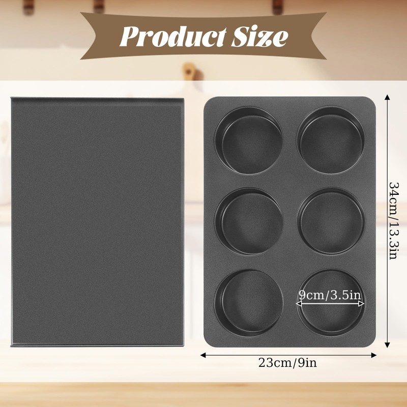 Xosjska 6 Cup Straight Side Jumbo English Muffin Cupcake Pan