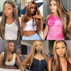 Muaowig P4/27 Straight Human Hair Bundles Highlight Brazilian Remy Hair