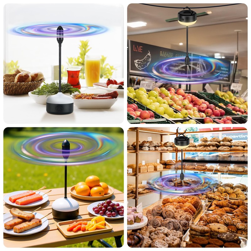 GUSTYLE 2 Pack Fly Fans for Tables with LED Light,