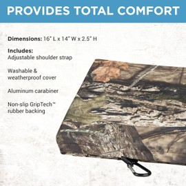 Tail Mate LiteCore Premium Seat Cushion with Memory Foam for Stadium Seats, Office, Home, Car, Hunting, Travel, and More, Mossy Oak