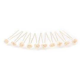 10 x Rosen auf Haarnadel - für tiefe Haarpartien - Brauthaarschmuck | G-T - Beige